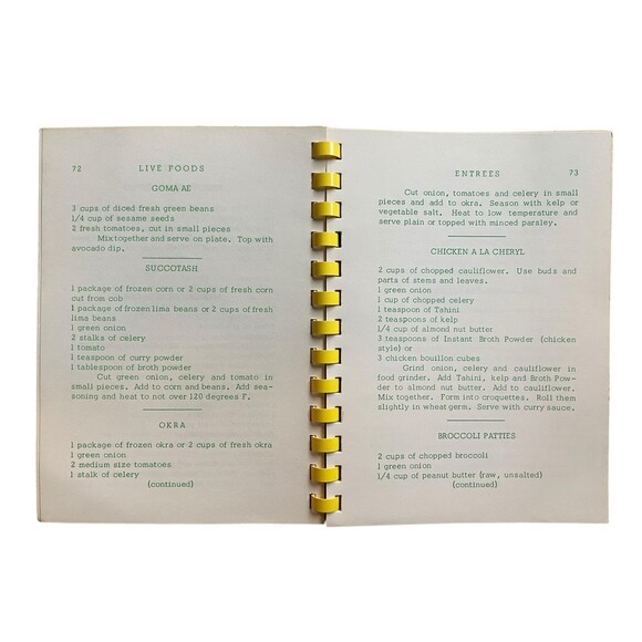 Vtg Vegetarian Cookbook LIVE FOODS Raw Clean Diet Spiral Comb Recipes Fathman - Picture 6 of 8